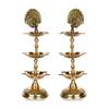 phareLamp Presents Handmade Indian Brass Panchmahal Diya Lamp Engraved 3 in 1 Adjustable Dia (Set of 2) #A069 view 1