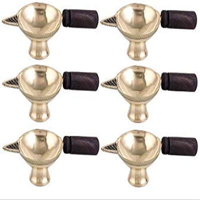 phareLamp Presents Puja Diya for Home - Set of 6 - Handmade Indian Brass Oil Puja Lamp - Diya for Pooja Room Decoration Tea Lights Candle - 4" X 2" X 1" #A113