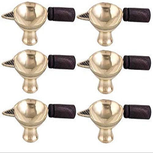 phareLamp Presents Puja Diya for Home - Set of 6 - Handmade Indian Brass Oil Puja Lamp - Diya for Pooja Room Decoration Tea Lights Candle - 4" X 2" X 1" #A113