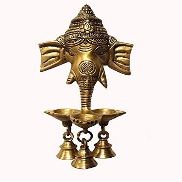 phareLamp Presents Ganesh Wall Hanging Brass Diya Oil Lamp with Bell for Pooja and Home Decor (9" Inch) #A175