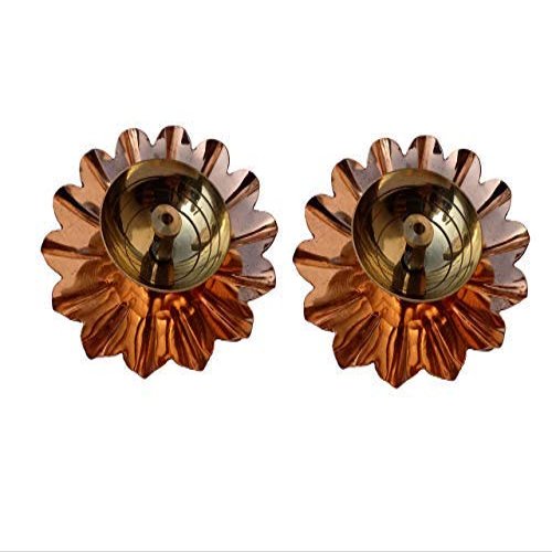 Aport Home phareLamp Presents Lotus Diya for Puja Oil Lamp - Diya Stand for Pooja Temple Mandir Puja Articles Decor (Set of 2) #A046
