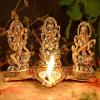 Aport Home phareLamp Presents Lakshmi Ganesha Saraswati with Diya Diwali Statue Idol - Puja Deepak- Showpiece Oil Lamp Diya Decoration #A173 view 3