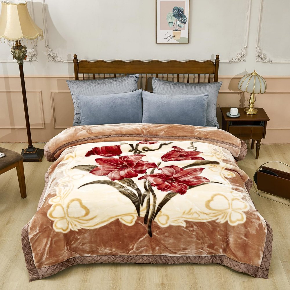 9 lbs Heavy Korean Mink Blanket,Silky Soft and Warm - Korean Style Queen Size 77" x 90", 9LB - 2 Ply Reversible Soft Warm Plush Raschel Blanket.