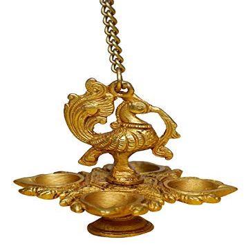 phareLamp Presents Traditional Peacock 4 in 1 Brass Hanging Diya with 16 Inch Chain | Deepak | Oil Lamp | Home Decor | Spritiual Gift #A136