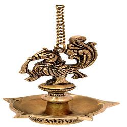 Aport Home phareLamp Presents Glossy Black Antique Finished Wall Hanging Brass Diya/Deepak, 12 cm Height #A154