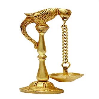 Aport Home phareLamp Presents Brass Parrot Design Oil Lamp | Bird Diya | Deepak | Pooja Item | Fengshui Gift #A085