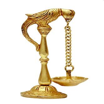 Aport Home phareLamp Presents Brass Parrot Design Oil Lamp | Bird Diya | Deepak | Pooja Item | Fengshui Gift #A085
