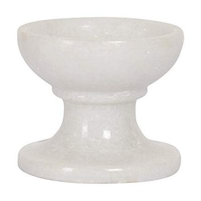 Aport Home Presents Handicrafted White Marble Diya | Oil Lamp for Puja | Temple | Office (Table Diya) #A190, 20 x 15 x 5 cm