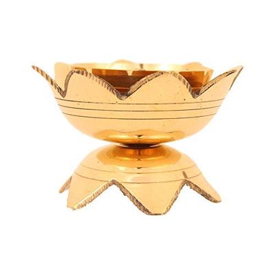 Aport Home phareLamp Presents Lotus Shaped Brass Lamp/Diya/Pooja Vikallu (Gold_4 Inch) #A057