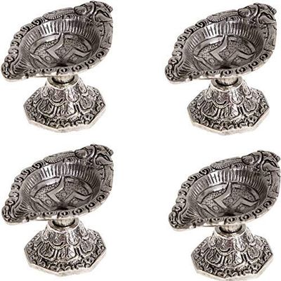 Aport Home phareLamp Presents Oil Lamp Carved with Stand Set of 4 Brass Table Diya Set (Height: 2 Inch, Pack of 4) #A125