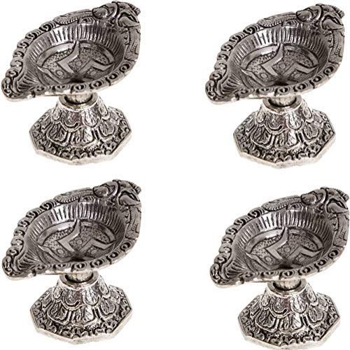 Aport Home phareLamp Presents Oil Lamp Carved with Stand Set of 4 Brass Table Diya Set (Height: 2 Inch, Pack of 4) #A125