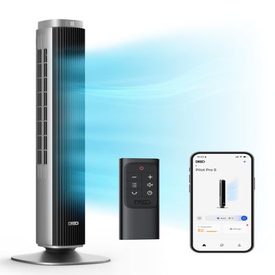 Dreo Tower Fan for Bedroom, Standing Oscillating Fan with 40ft Far Airflow, 25dB Quiet, 12 Speeds, 28ft/s Velocity, Smart Control, DC Motor, 42 inch, 90 Oscillation, 4 Modes, 12H Timer, Pilot Pro S