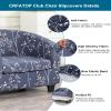 CRFATOP 2 Piece Club Chair Slipcover - Velvet Tub Chair Armchair Cover - Soft Printed Round Barrel Chair Cover with Elastic Bottom for Bar Counter Living Room, 55 view 4
