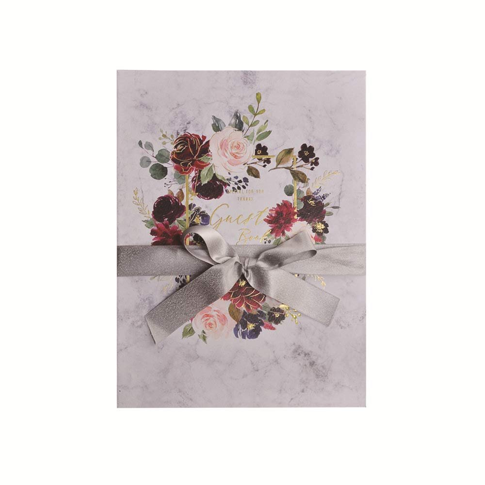 Beisto Wedding Guest Book - Photo Album Sign in Book- Guest Registry Guest Book, 22 Thick White Pages, Hardcover with Silver Ribbon for Reception Wedding Signs 21.5*29cm