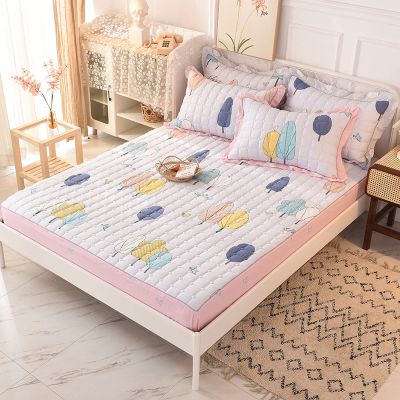 CFYCYHDZHT Comfortable Bed Sheet,Soft Thick Quilted Mattress Protector, Non-Slip Comfortable Animal Printed Deep Pocket Bed Sheet Bed Cover,Tree,180200cm