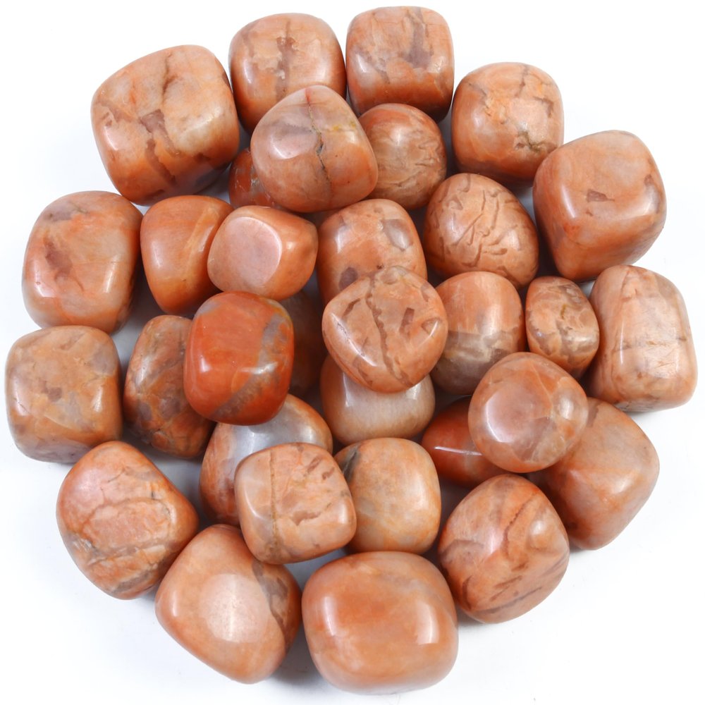 BEZAVO Peach Moonstone Tumbled Stones 1 lb Bulk Natural Healing Crystal for Reiki Meditation Chakra Balancing Witchcraft Polished Gemstones for Home Decor Crystal Collection, 2025 mm