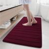 Buganda Memory Foam Bath Mat, 60" x 24", Ultra Soft and Non-Slip Bathroom Rugs, Water Absorbent and Machine Washable Bath Rug Runner for Bathroom, Shower, and Tub, Burgundy view 1