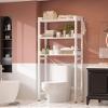 Ecoprsio Over-The-Toilet Storage Rack, 3-Tier Bathroom Organizer Shelf Over Toilet, Freestanding Space Saver Toilet Stands with 4 Hooks, White view 2