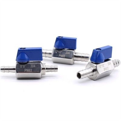 Home life 7mm 8mm 10mm 12mm Hose Mini Sanitary Ball Valve Homebrew Beer SUS 304 Stainless Steel With Blue Hanlde Home brew (Color : Blue handle 8X8, Size : 5 pcs)