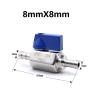 Home life 7mm 8mm 10mm 12mm Hose Mini Sanitary Ball Valve Homebrew Beer SUS 304 Stainless Steel With Blue Hanlde Home brew (Color : Blue handle 8X8, Size : 5 pcs) view 2