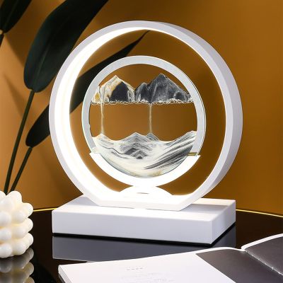 XBAOMING Hourglass Art, 3D Mobile Sand Paintingabstract Office and Home Decor Romantic Gift,Gray