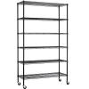 BLKMTY 6-Tier Wire Shelving Unit, Adjustable Storage Shelves, Heavy Duty Storage Rack with Wheels, Metal Wire Shelf for Garage Basement Steel Racks, 2100lbs Capacity, 48"x18"x82", Black view 1