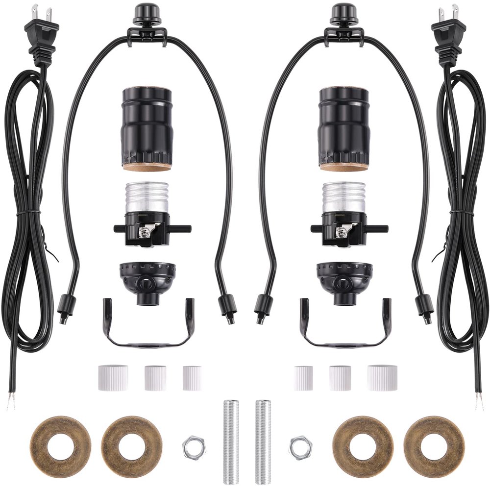 Canomo 2 Sets Black Lamp Wiring Kit Includes All Adapters and Side Hole Lamp Socket Allow You to Make a Unique Bottle Lamps