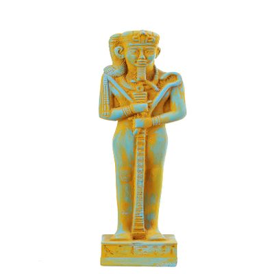 Ancient Egyptian statue of Khonsu the God of the moon Poly stone painted blue made in Egypt. Khonsu (Ancient Egyptian: hnsw, also translated chonsu, khensu, khons, chons or khonshu)