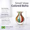 Ca D Oro Small Glass Vase Boho with Colored Canes Hand Blown Murano-Style Art Glass - Model N 3 view 2