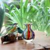 Ca D Oro Small Glass Vase Boho with Colored Canes Hand Blown Murano-Style Art Glass - Model N 3 view 3