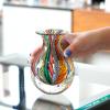 Ca D Oro Small Glass Vase Boho with Colored Canes Hand Blown Murano-Style Art Glass - Model N 3 view 4
