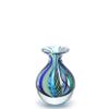 Ca D Oro Small Glass Vase Boho with Blue/Green Canes Hand Blown Murano-Style Art Glass - Model N 3 view 1