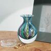 Ca D Oro Small Glass Vase Boho with Blue/Green Canes Hand Blown Murano-Style Art Glass - Model N 3 view 3