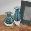 Ca D Oro Small Glass Vase Boho with Blue/Green Canes Hand Blown Murano-Style Art Glass - Model N 3 view 4