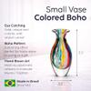 Ca D Oro Small Glass Vase Boho with Colored Canes Hand Blown Murano-Style Art Glass - Model N 2 view 2
