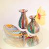 Ca D Oro Small Glass Vase Boho with Colored Canes Hand Blown Murano-Style Art Glass - Model N 2 view 4