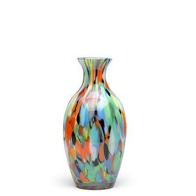 Ca D Oro Small Colored Glass Vase Confetti Effect Hand Blown Murano-Style Art Glass for Flower, Room Decoration and Centerpiece - Model N 67