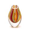 Ca D Oro Drop Glass Vase Boho with Red/Yellow Canes Hand Blown Murano-Style Art Glass - Model Low view 1
