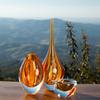 Ca D Oro Drop Glass Vase Boho with Red/Yellow Canes Hand Blown Murano-Style Art Glass - Model Low view 4