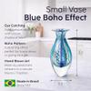 Ca D Oro Small Glass Vase Boho with Blue/Green Canes Hand Blown Murano-Style Art Glass - Model N 2 view 2