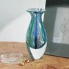 Ca D Oro Small Glass Vase Boho with Blue/Green Canes Hand Blown Murano-Style Art Glass - Model N 2 view 3