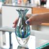 Ca D Oro Small Glass Vase Boho with Blue/Green Canes Hand Blown Murano-Style Art Glass - Model N 2 view 4