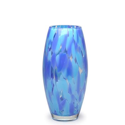 Ca D Oro Glass Vase Blue Confetti Hand Blown Murano-Style Art Glass for Flower and Decor - Model Oliva G