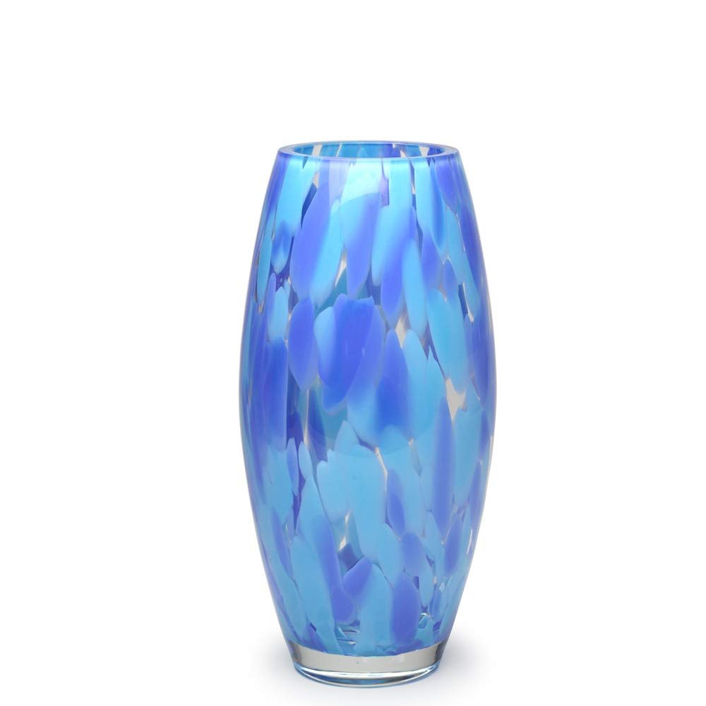 Ca D Oro Glass Vase Blue Confetti Hand Blown Murano-Style Art Glass for Flower and Decor - Model Oliva G