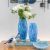 Ca D Oro Glass Vase Blue Confetti Hand Blown Murano-Style Art Glass for Flower and Decor - Model Oliva G view 3