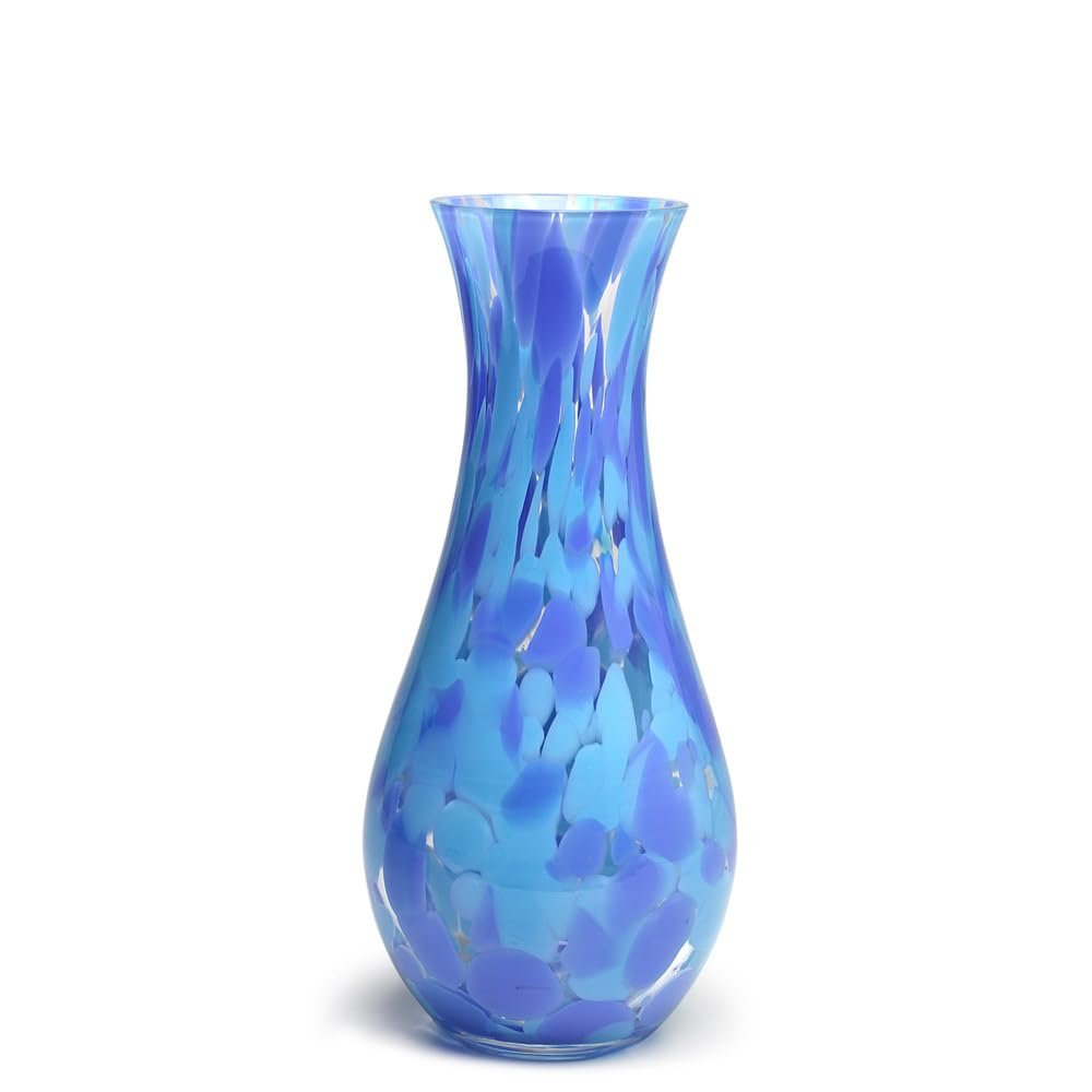 Ca D Oro Glass Vase Blue Confetti Effect Hand Blown Murano-Style Art Glass for Flower, Room Decoration and Centerpiece - Model N 83