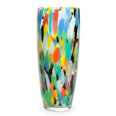 Ca D Oro Murano-Style Colored Glass Vase Confetti Effect Hand Blown Art Glass Crystal for Flower, Room Decoration and Centerpiece - Model AD3
