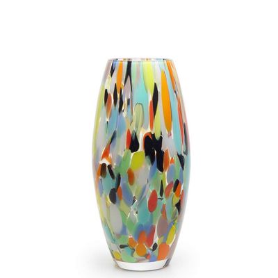Ca D Oro Colored Glass Vase Confetti Effect Hand Blown Murano-Style Art Glass for Flower, Room Decoration and Centerpiece - Model Oliva G
