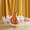 Ca D Oro Small Glass Vase Boho with Red/Yellow Canes Hand Blown Murano-Style Art Glass - Model N 3 view 3