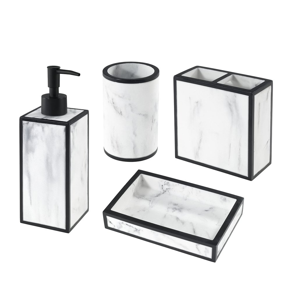 Avanti Linens - 4pc Accessory Set, Guest Bathroom Essentials, Modern Home Decor (Jasper Collection)